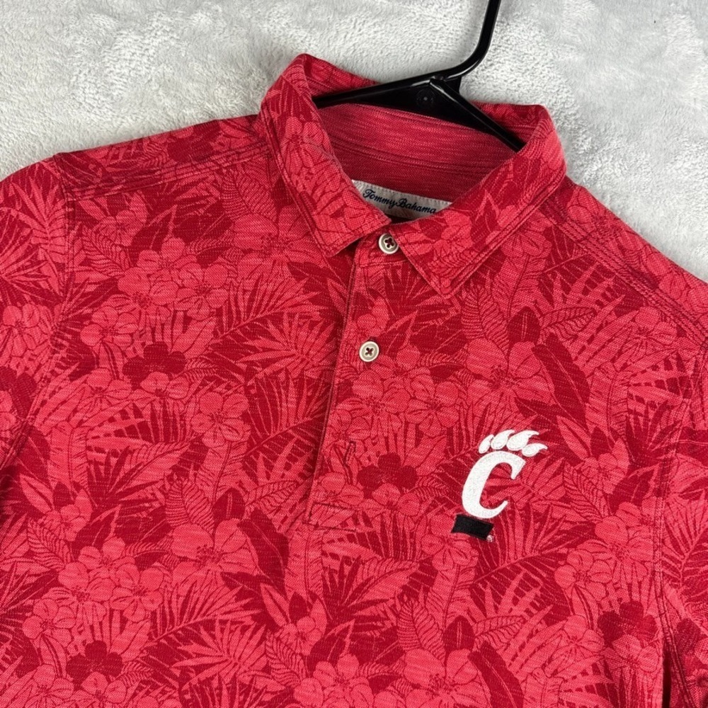 Cincinnati UC Bearcats Polo Shirt Mens Small Tommy Bahama Red Floral Hawaiian